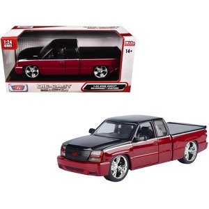 2006 Chevrolet Silverado Custom Truck Red Metallic and Black with Silver "Die-Cast Collection" 1/25 Diecast Model by Motormax - 1 of 3