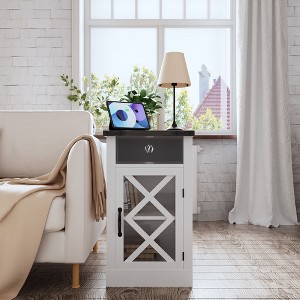 PAGED Wooden Nightstand with 1-Drawer, Mid-Century Modern Bedside Table with Smooth Metal Glides, End Table for Bedroom - 1 of 4