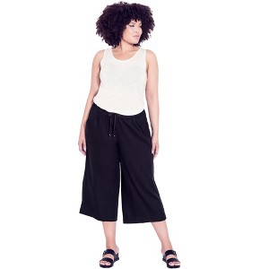 Avenue Women's Plus Size Wide Leg Crop Pant - 1 of 4