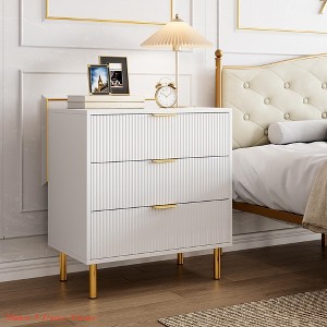 Entryway 3 Drawer Dresser, Wood Chest of Drawers Organizer Storage w/Handle, Small Storage Cabinet, Modern Design Dresser - 1 of 4