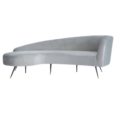 Evangeline Velvet Parisian Sofa Gray - Safavieh