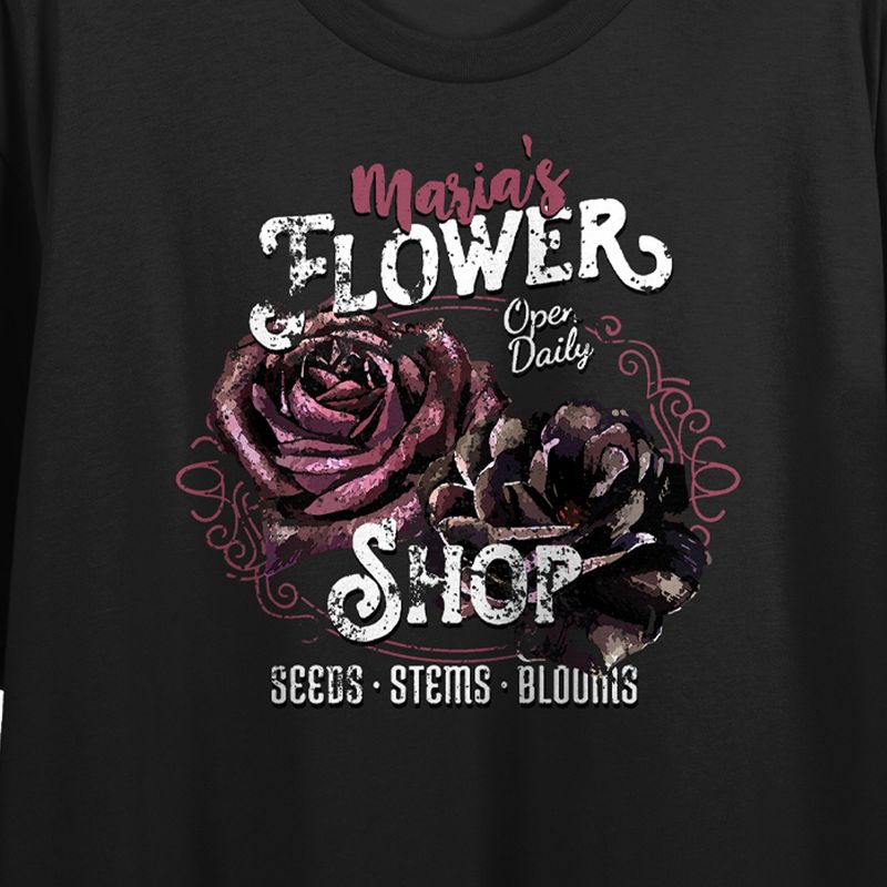 Maria's Flower Shop Women's Black Cropped Tee, 2 of 5
