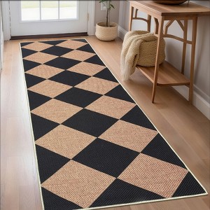 Washable Easy Jute Area Rugs for Living Room Bedroom Modern Geometric Checkered Indoor Outdoor Rug - 1 of 4