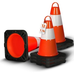 Pyle 12" High-Visibility Orange PVC Traffic Cone - 6 Pack PTCN12X6 - 1 of 4