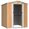 vidaXL Garden Shed - Light Brown Galvanized Steel Storage Solution / 75.6"x75.2"x87.8" / Ideal for Outdoor Tools, Garden Equipment & Pool Essentials - 3 of 4