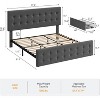 coucheta Upholstered Platform Bed Frame with 4 Storage Drawers Diamond Stitched Button Tufted Headboard Wooden Slats Support - 2 of 4