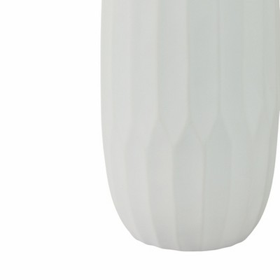 White Ceramic Indented Design Table Vase, 14"