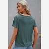 Amaryllis Women’s Crisscross Strap Detail Knit Tee Short Sleeve Relaxed Fit Lightweight - 3 of 4