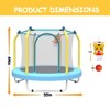 SEVOBAL 55" Trampoline for Kids with Enclosure Indoor Outdoor Small Toddler Trampoline with Basketball Hoop for Boys Girls, Blue, 55"*55"*44" - 4 of 4