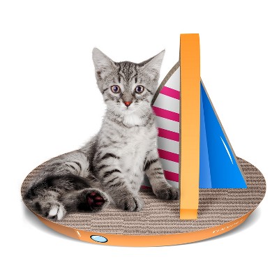 Gsluuk Cat Condo Scratcher Post Cardboard, Sailboat Shape Cat Scratching Board, 21.26x13.78x15.75 inch