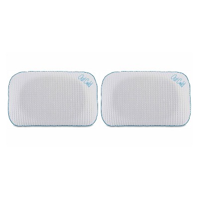 I Love Pillow Out Cold Low Profile Contour Sleeping Pillow with Removable Dual Climate Warming Cooling Cover, Queen Sized, White (2 Pack)