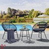 Jojoka 3-Piece Patio Bistro Set with Cushioned Acapulco Chairs & Glass Table, All-Weather Outdoor Conversation Set for Deck, Balcony, Backyard - 3 of 4