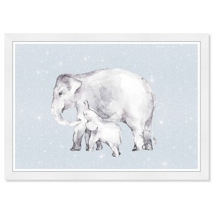 21" x 15" Mama and Baby Elephant Diamonds Animals Framed Art Print - Wynwood Studio: Modern Wall Decor - 1 of 4