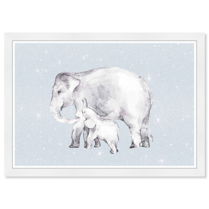 21&#34; x 15&#34; Mama and Baby Elephant Diamonds Animals Framed Art Print - Wynwood Studio, 1 of 7