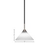 Toltec Lighting Paramount 1 - Light Pendant in  Matte Black/Brushed Nickel with 10" White Muslin Shade - 2 of 2