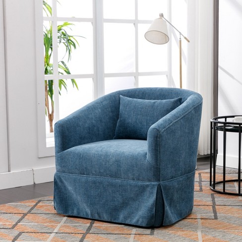 Blue swivel discount chair living room