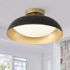 Modern Semi Flush Mount Ceiling Light, Black and Gold Dome Fixture, LED Contemporary Bedroom Kitchen Lighting - 2 of 4