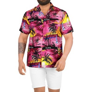 LA LEELA Men's Hawaiian Shirts Short Sleeve Button Down Shirt Mens Summer Shirts Casual Beach Vacation Hawaii Island Shirts for Men Funny - 1 of 4