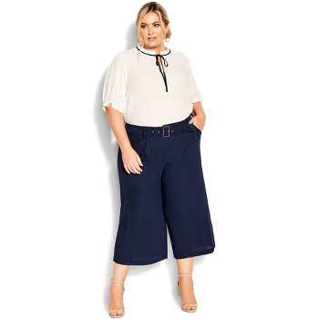 Women's Plus Size Easy Crop Pant - navy | CITY CHIC