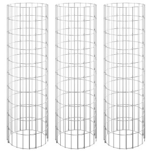 vidaXL Raised Garden Bed Patio Gabion Raised Bed Flower Pot Galvanized Steel - Ø 11.8" x 39.4" (3 pcs) - 1 of 4