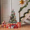 3FT Small Pre-Lit Artificial Christmas Tree with 78 LED Lights, Snow Flocked Xmas Tree with Red Berries, Pine Cones, Timer/Battery-Operated Base - 4 of 4