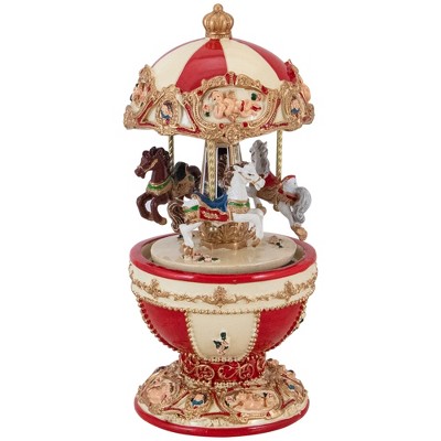 Northlight 7.25" Animated and Musical Horse and Cupid Carousel Music Box