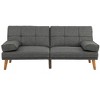 DOMETOUR Blue Grey Polyfiber Adjustable Tufted Sofa Living Room Solid wood Legs Comfort Couch - 3 of 4