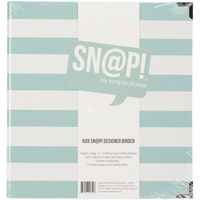 Simple Stories Sn@p! Designer Binder 6"X8"-Robin's Egg Stripe