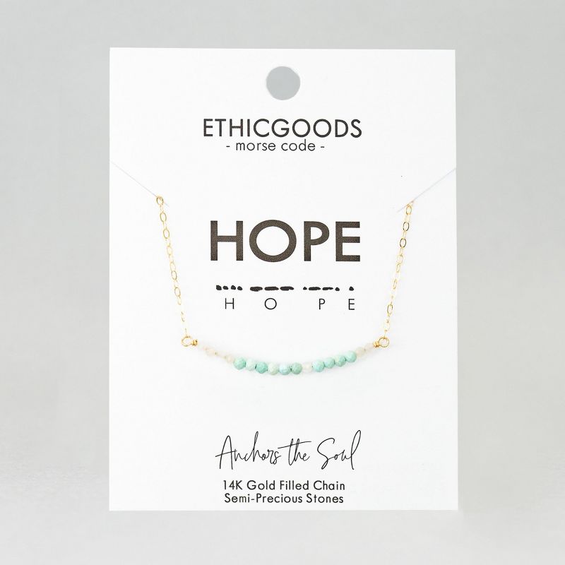 ETHIC GOODS Women's Dainty Stone Morse Code Necklace [HOPE], 3 of 7