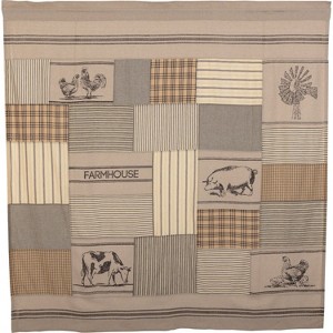 Sawyer Mill Charcoal Stenciled Patchwork Shower Curtain 72x72 - 1 of 4