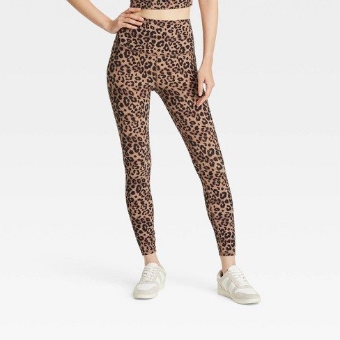 Women s Leopard Print High rise Leggings Joylab Brown S Target