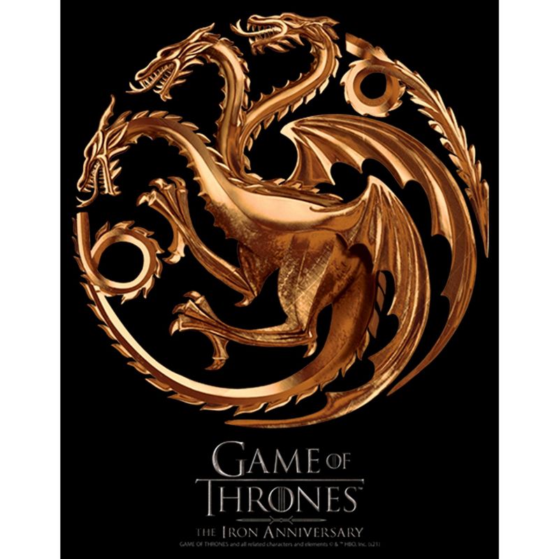 Men's Game of Thrones Iron Anniversary Targaryen Metal Dragon Crest T-Shirt, 2 of 6