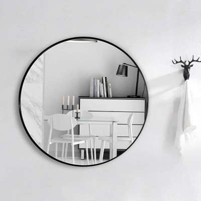 Black Circle Mirror Wall Decor,Thin Frame Mirror,Round Bathroom Mirror,Aluminum Mirror-The Pop Home