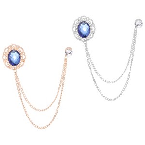 Unique Bargains Alloy Rhinestones Tassel Chain Hanging Fashion Durable Oral Brooch 2 Pcs - 1 of 4