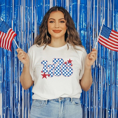 Simply Sage Market Patriotic 1776 Checkered Short Sleeve Tee