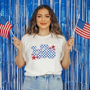 Simply Sage Market Patriotic 1776 Checkered Short Sleeve Tee - 1 of 4