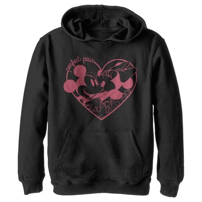 Boy's Mickey & Friends The Perfect Pair Heart Pull Over Hoodie - Black -  Small : Target