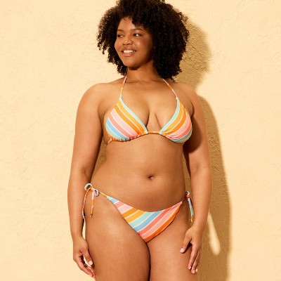 Shade & Shore Women's Diagonal Striped Low Rise Side-Tie High Leg Cheeky Coverage Bikini Bottom - Shade & Shore™ Multi M — фото 4