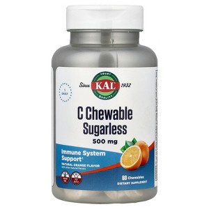 KAL C Chewable Sugarless, Natural Orange, 60 Chewables - 1 of 4