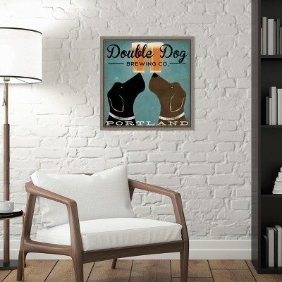 Double Dog Brewing Co. Vintage Canvas Wall Art with Grey Frame