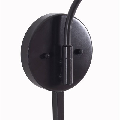 Seven Sleek Oil Rubbed Bronze Swing Arm Wall Lamp with Cream Shade