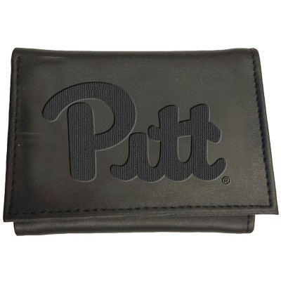 Evergreen NCAA Pitt Panthers Black Leather Trifold Wallet Officially Licensed with Gift Box