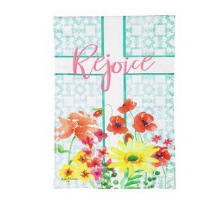 Rejoice Cross Burlap Garden Flag - 1 of 1