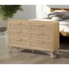 Lovmor Bedroom dresser, 8 Double Dresser with rattan drawers, wood chest of drawers for kids room, living room, entry and hallway, Natural - 2 of 4