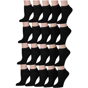 Tipi Toe Women's 20 Pairs Solid Black Color Patterned Low Cut/ No Show Socks - 1 of 4