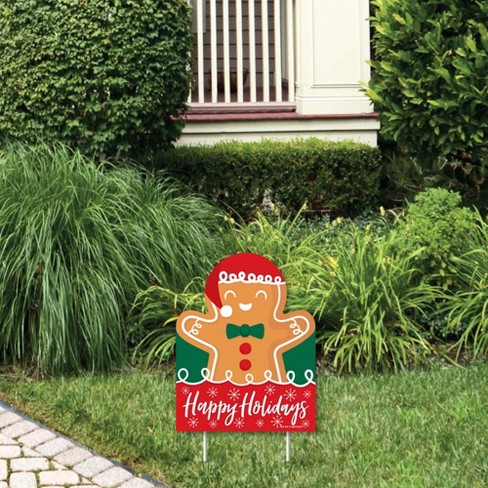10 Piece Lawn Decorations Outdoor Gingerbread Man Holiday Party Yard Decorations Big Dot of Happiness Gingerbread Christmas 