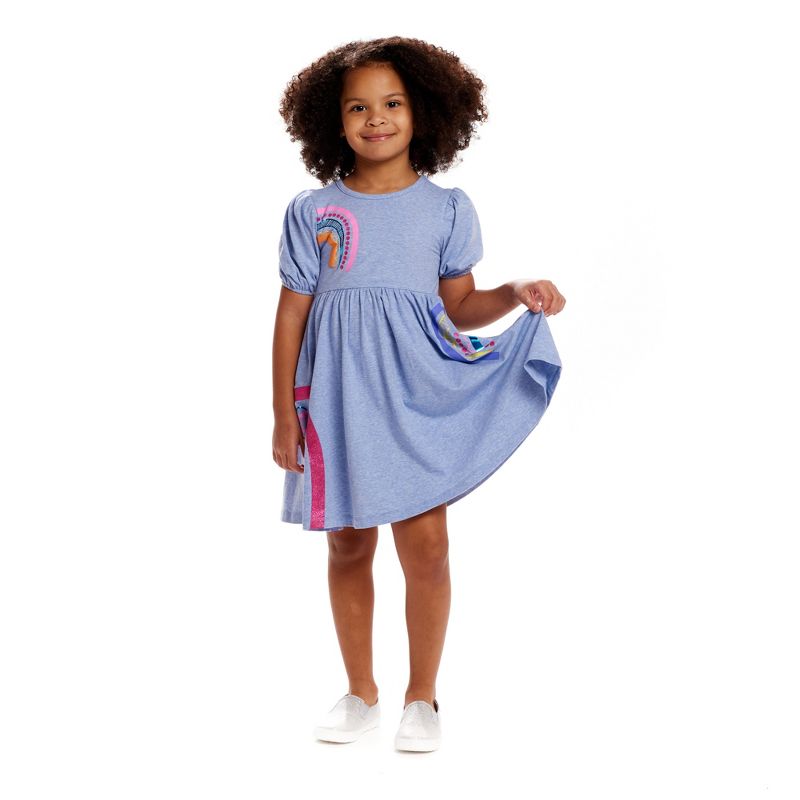 Andy & Evan  Toddler Blue Puff-Sleeve Dress, 4 of 6