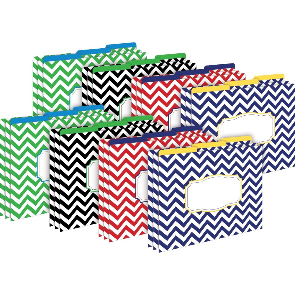 Barker Creek Nautical Chevron 14pt Letter-Size File Folders: Multicolored Paper, Top Tab, 50 Sheet Capacity, 24 Set