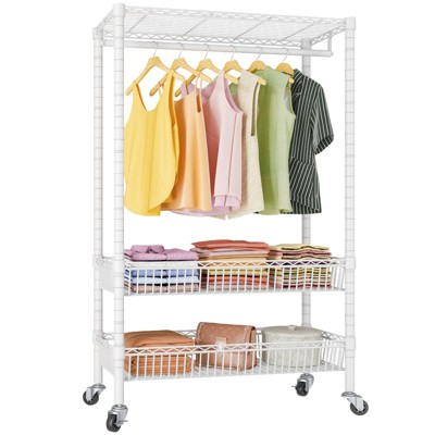 VIPEK Rolling Clothes Rack Heavy Duty Garment Rack With Wheels, Adjustable Portable Metal Closet