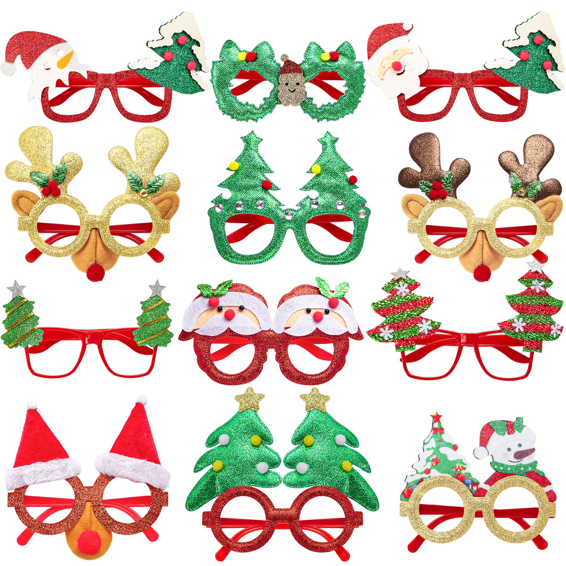 Joyfy Christmas Glasses Party Favors– Festive Photo Booth Eyewear for Parties (One Size Fits All)